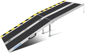 Ruedamann 8FT Wheelchair Ramp, 600Lbs Capacity, Non-Slip Threshold Ramp, Portable Aluminum Folding Handicap Ramp, Wider Design, Mobility Ramp for Home, Wheelchairs, Steps, Stairs, Doorways, Curbs