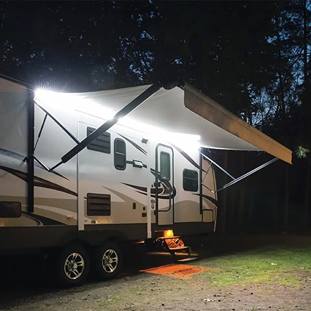 RV Awning Lights, 12V 16.4FT White Camping Awning Lights, Motorhome Travel Trailer Food Trucks Van Waterproof Canopy Led Strip Lighting, RV Exterior Underglow Light