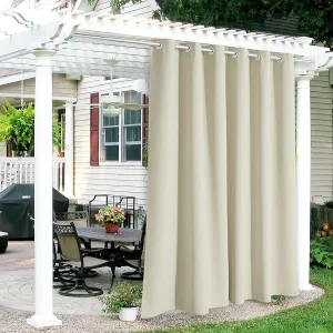 RYB HOME Outdoor Patio Curtains, Rustproof Grommet Window Covering Harsh Sunlight & UV Ray Block Drapes Waterproof Panels for Porch Pergola Backyard, W84 x L95 inch, Beige, 1 Piece?,New