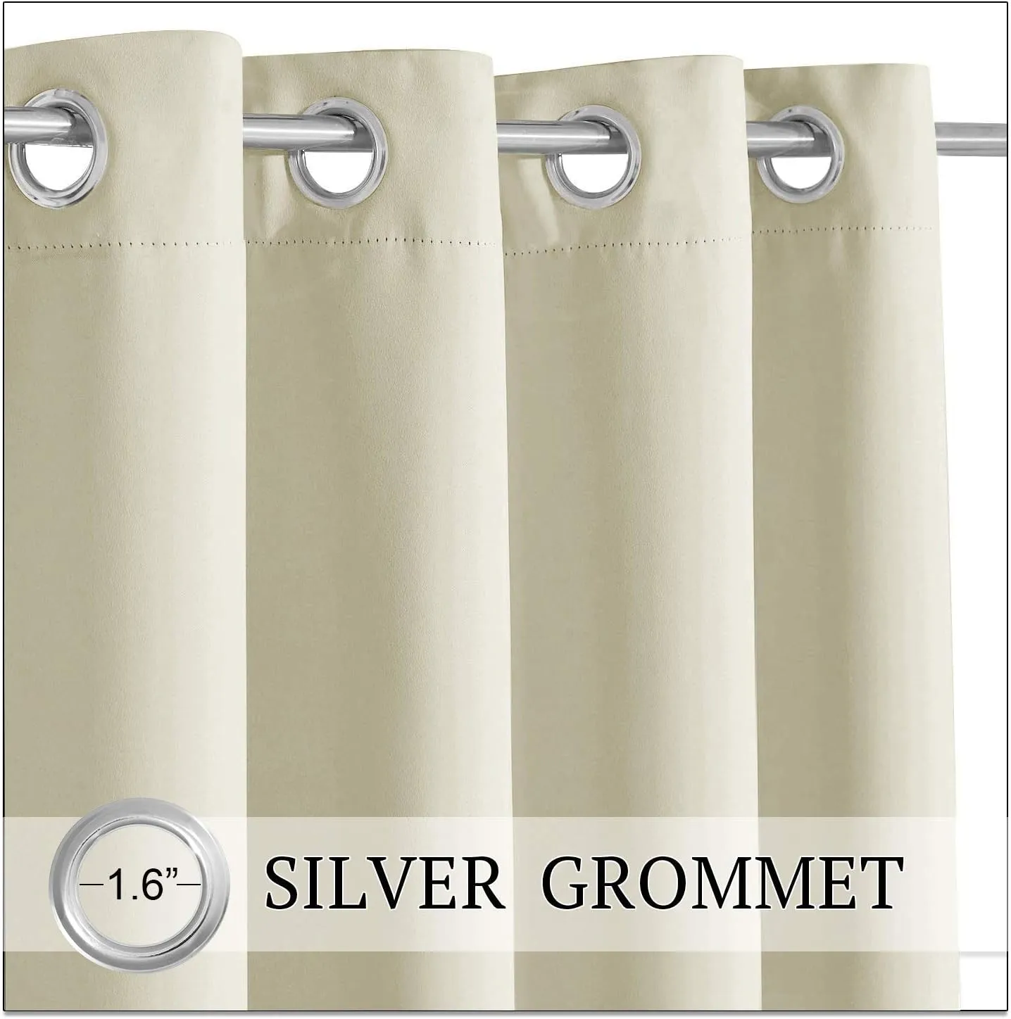 RYB HOME Outdoor Patio Curtains, Rustproof Grommet Window Covering Harsh Sunlight & UV Ray Block Drapes Waterproof Panels for Porch Pergola Backyard, W84 x L95 inch, Beige, 1 Piece?,New