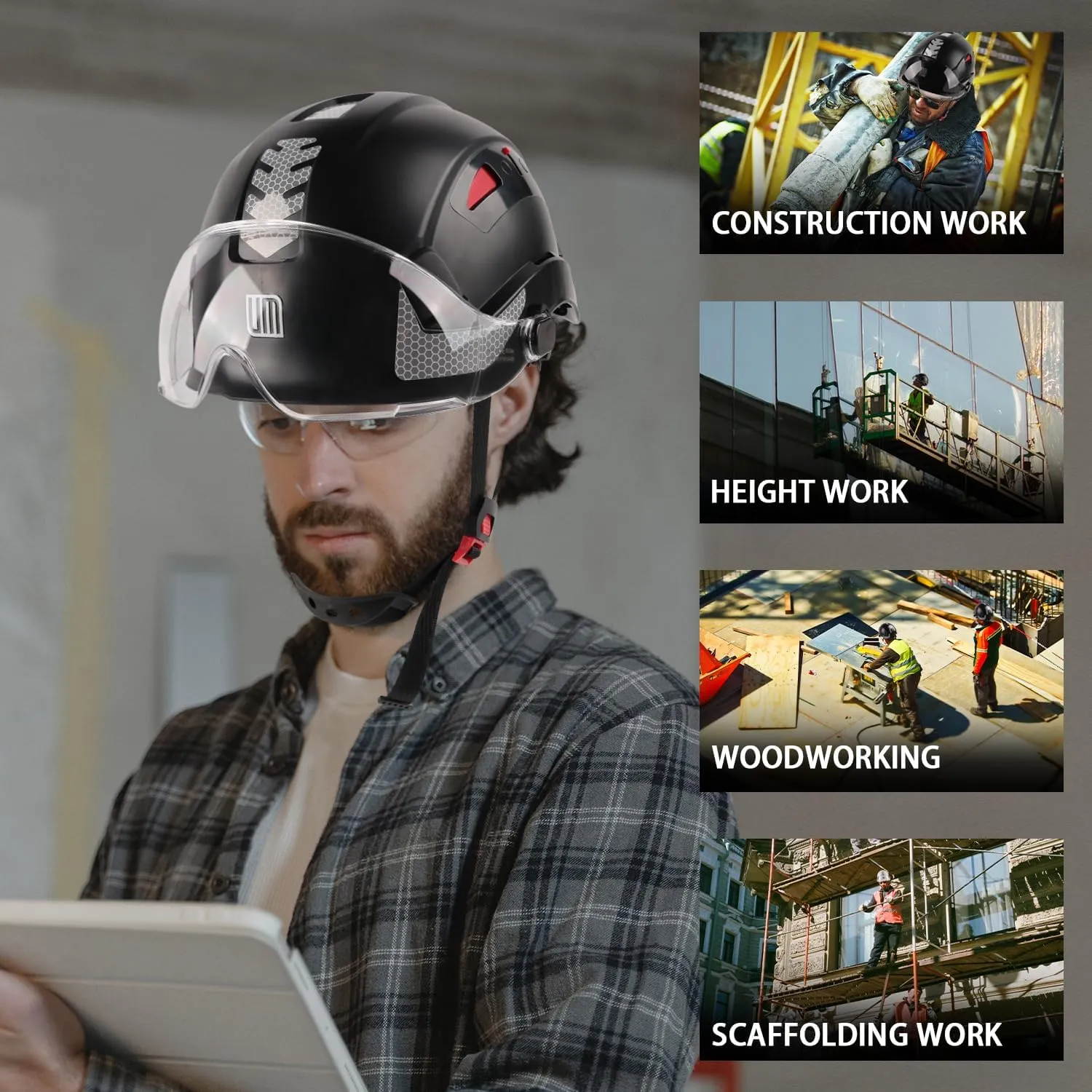 Safety Helmet Hard Hat, ANSI Z89.1 Approved Lightweight Vented Work Helmet, 6-Point Adjustable Ratchet Suspension Hardhat Ideal for Industrial and Construction