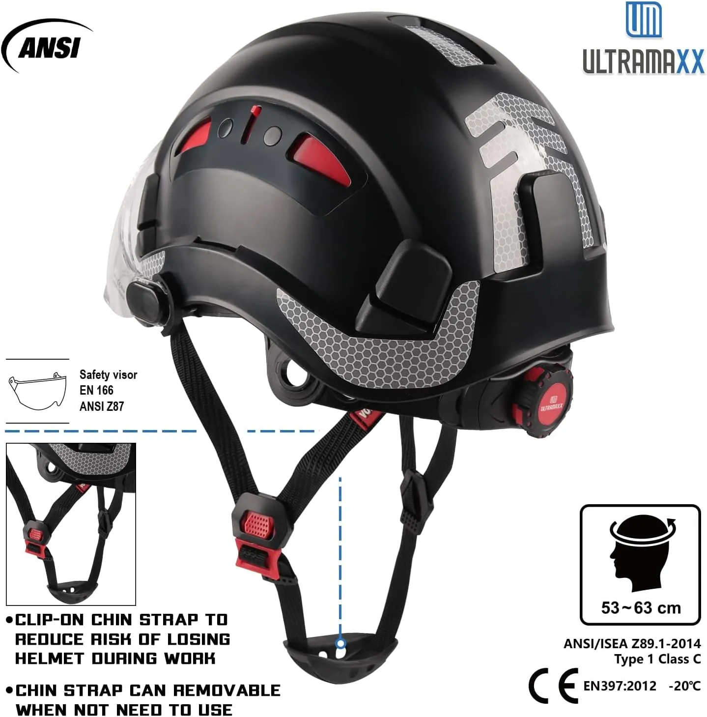 Safety Helmet Hard Hat, ANSI Z89.1 Approved Lightweight Vented Work Helmet, 6-Point Adjustable Ratchet Suspension Hardhat Ideal for Industrial and Construction