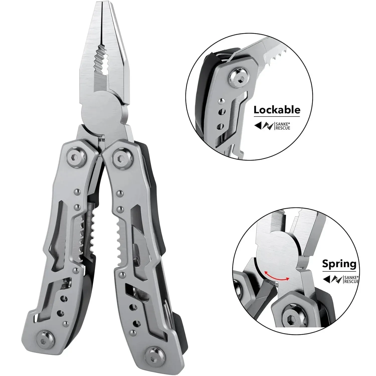 SANKE RESCUE 14-in-1 Multi-Tool Folding Knife and Pliers for Camping and Survival