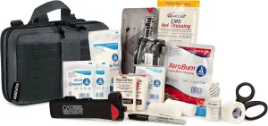 Scherber Vehicle IFAK Emergency Trauma Kit | 25  Medical Supplies & Equipment, NAR Tourniquet & CPR Mask | Fully Stocked Rip Away Molle Pouch for Car, Home & Professional First Aid | Basic, Black