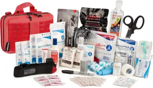 Scherber Vehicle IFAK Emergency Trauma Kit | 95  Medical Supplies & Equipment, NAR Tourniquet & CPR Mask | Fully Stocked Rip Away Molle Pouch for Car, Home & Professional First Aid | Ultimate, Red