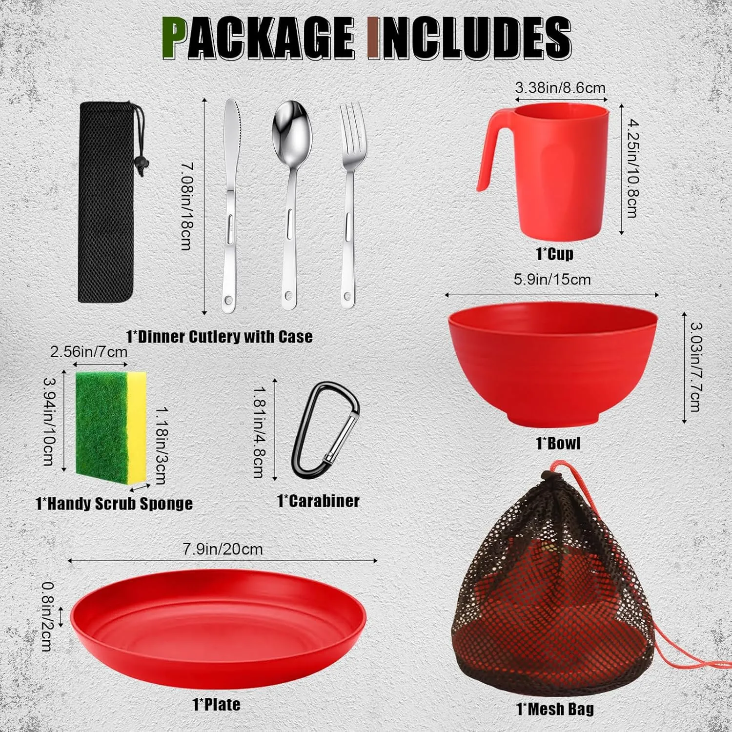 Scout Camping Mess Kit for 1 Person Boy Scout Dishes Set Girl Scout Mess Kit with Mesh Bag Reusable Light Weight Eating Utensils Plastic Camping Cutlery Set for Travel Camp