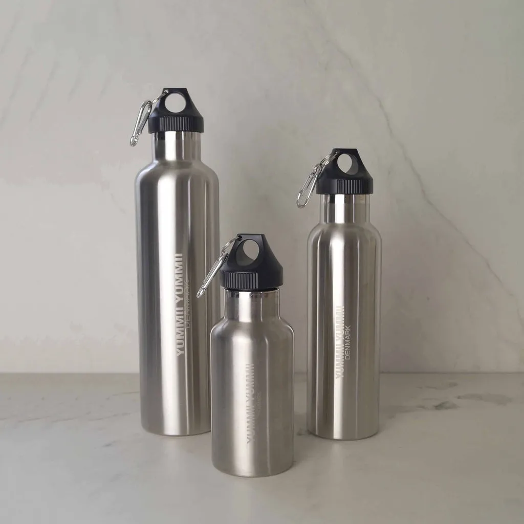 Screw cap for thermos bottle with carabiner clip