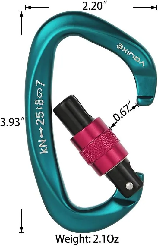 Screwgate Locking Carabiner Clip - Professional Rock Climbing Carabiner Screw Lock,Heavy Duty Carabiners for Climbing,Mountaineer,Hammock,Camping,Outdoor Equipment