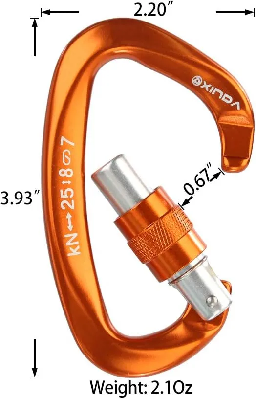 Screwgate Locking Carabiner Clip - Professional Rock Climbing Carabiner Screw Lock,Heavy Duty Carabiners for Climbing,Mountaineer,Hammock,Camping,Outdoor Equipment