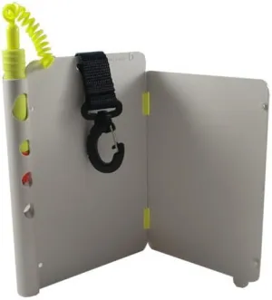 Scuba Choice Foldable Writing Dive Slate with Graphite Pencil – 2 Pages, Clip Attached, Replaceable Pencil, Big Slate 7.25"x5", Small Slate 6.75"x5" - Easy to Use Underwater Tool