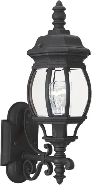 Sea Gull Lighting 88200-12 Wynfield One-Light Outdoor Wall Lantern with Clear Beveled Glass Panels, Black Finish