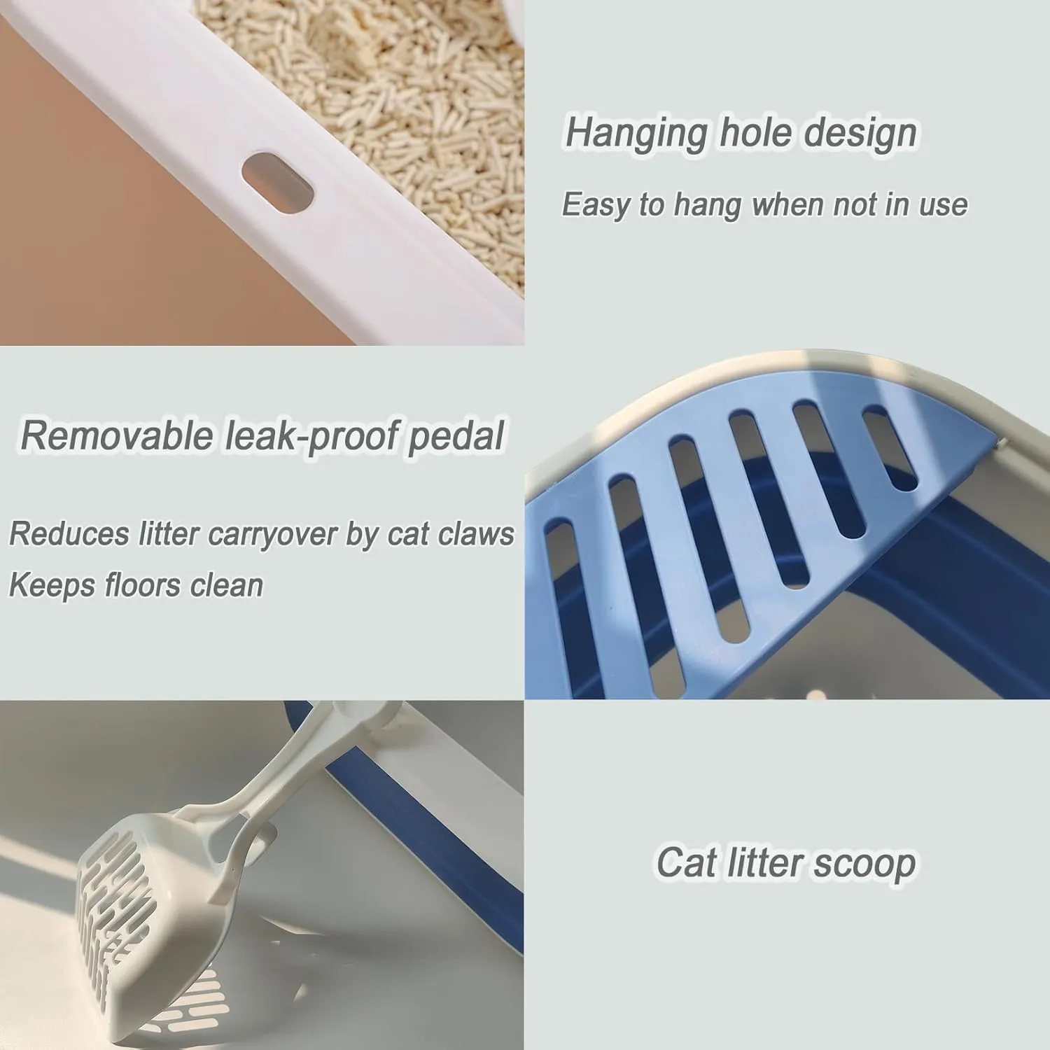 Senior Cat Litter Boxes, Collapsible Open Low Entry Cat Litter Pan with Scoop Travel Cat Potty Pan Foldable Pet Toilet for Sick Disabled Older Elderly Cats Pink 20.9x15.7x5.7 inch