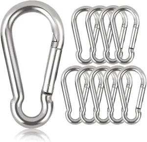 Set Of 10 Key Carabiners, 80 Mm X 8 Mm, Maximum Load: 250 Kg