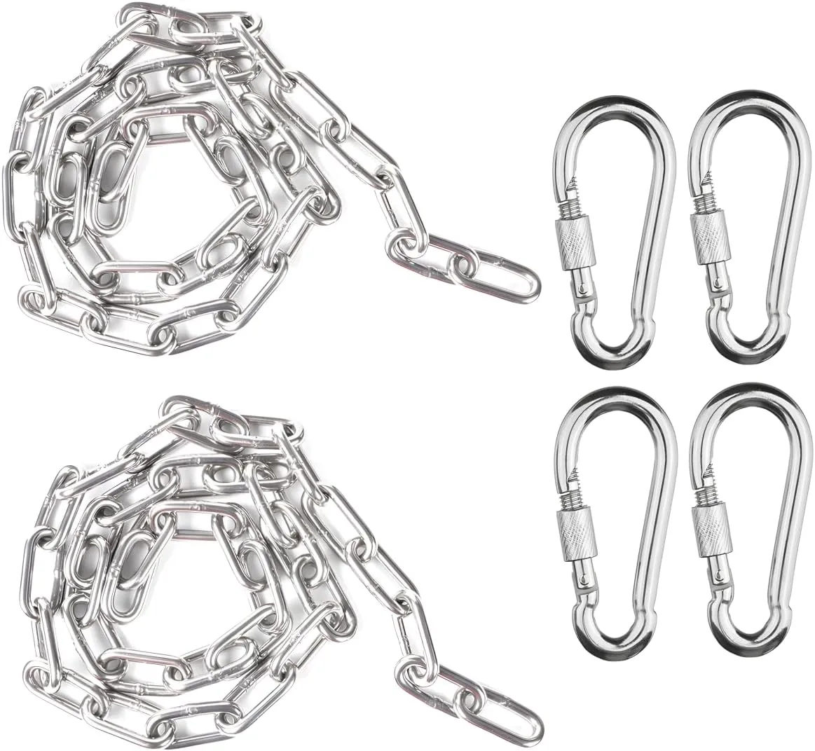 Set of 2 Swing Chains 1/5" x 60'' Stainless Steel with 4 Free Threaded Quick Links Anti-Rust Iron Link Chains for Playground Kids Support 660 Lb Swing Set Accessories and Replacement