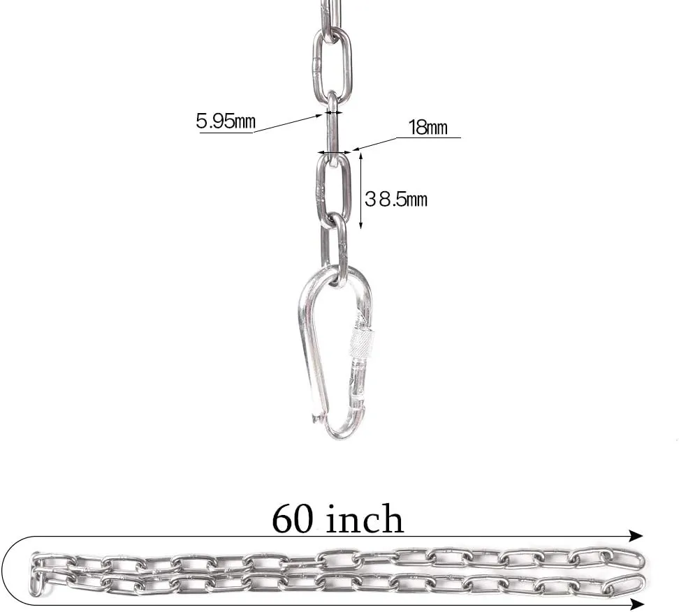 Set of 2 Swing Chains 1/5" x 60'' Stainless Steel with 4 Free Threaded Quick Links Anti-Rust Iron Link Chains for Playground Kids Support 660 Lb Swing Set Accessories and Replacement