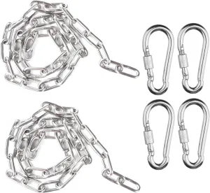 Set of 2 Swing Chains 1/5" x 60'' Stainless Steel with 4 Free Threaded Quick Links Anti-Rust Iron Link Chains for Playground Kids Support 660 Lb Swing Set Accessories and Replacement