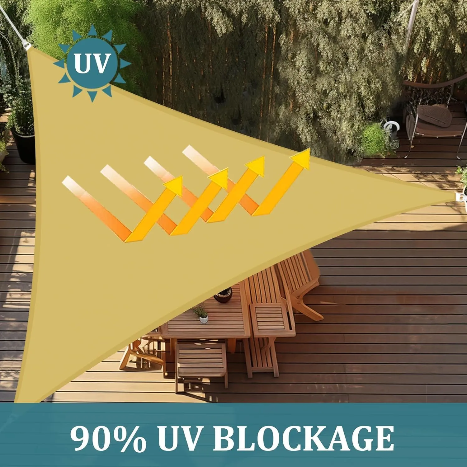 Shade&Beyond Waterproof Sun Shade, Triangle Shade Sail UV Block for Outdoor Activies Backyard Patio 16'x16'x16', Sand
