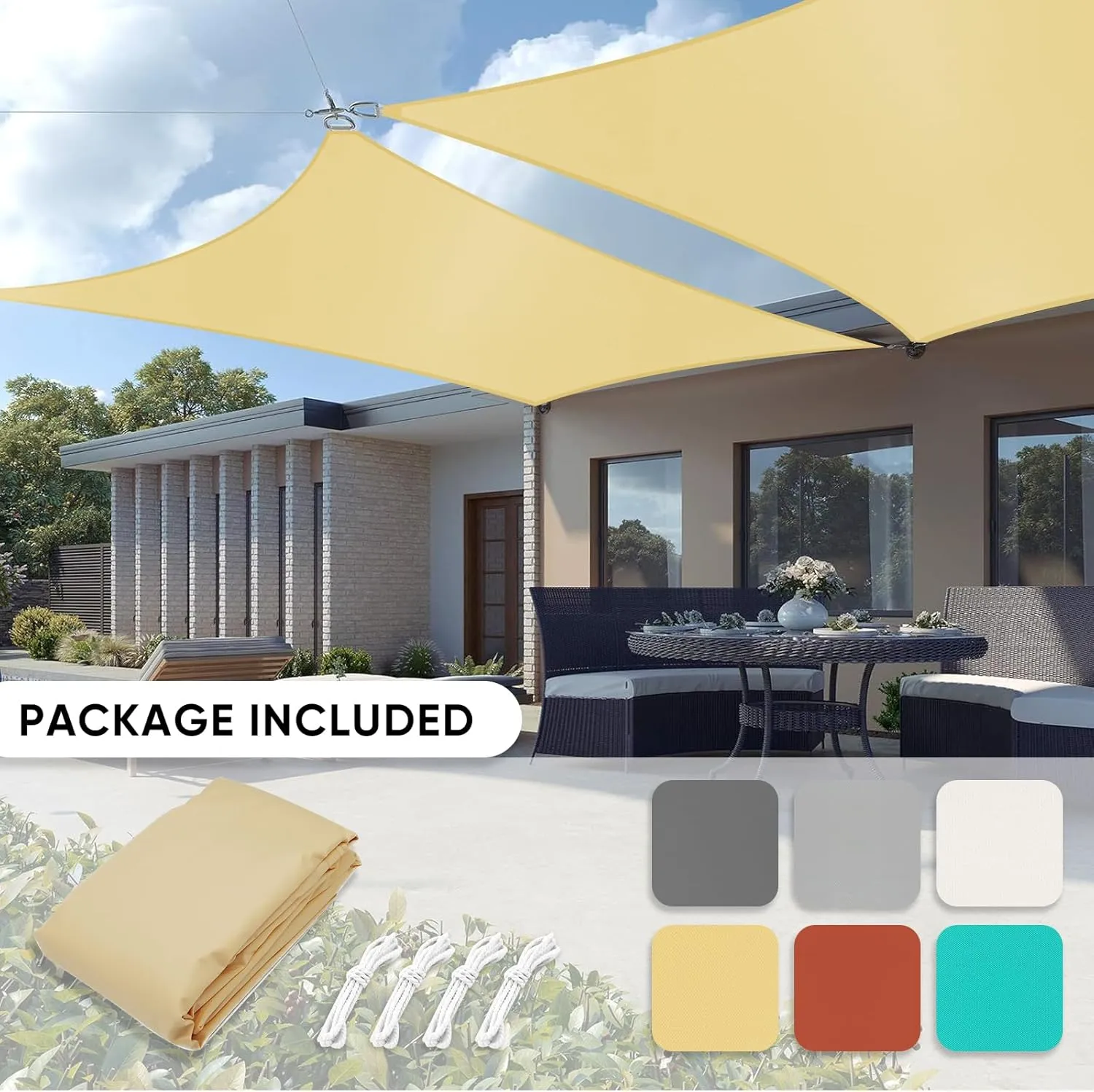 Shade&Beyond Waterproof Sun Shade, Triangle Shade Sail UV Block for Outdoor Activies Backyard Patio 16'x16'x16', Sand