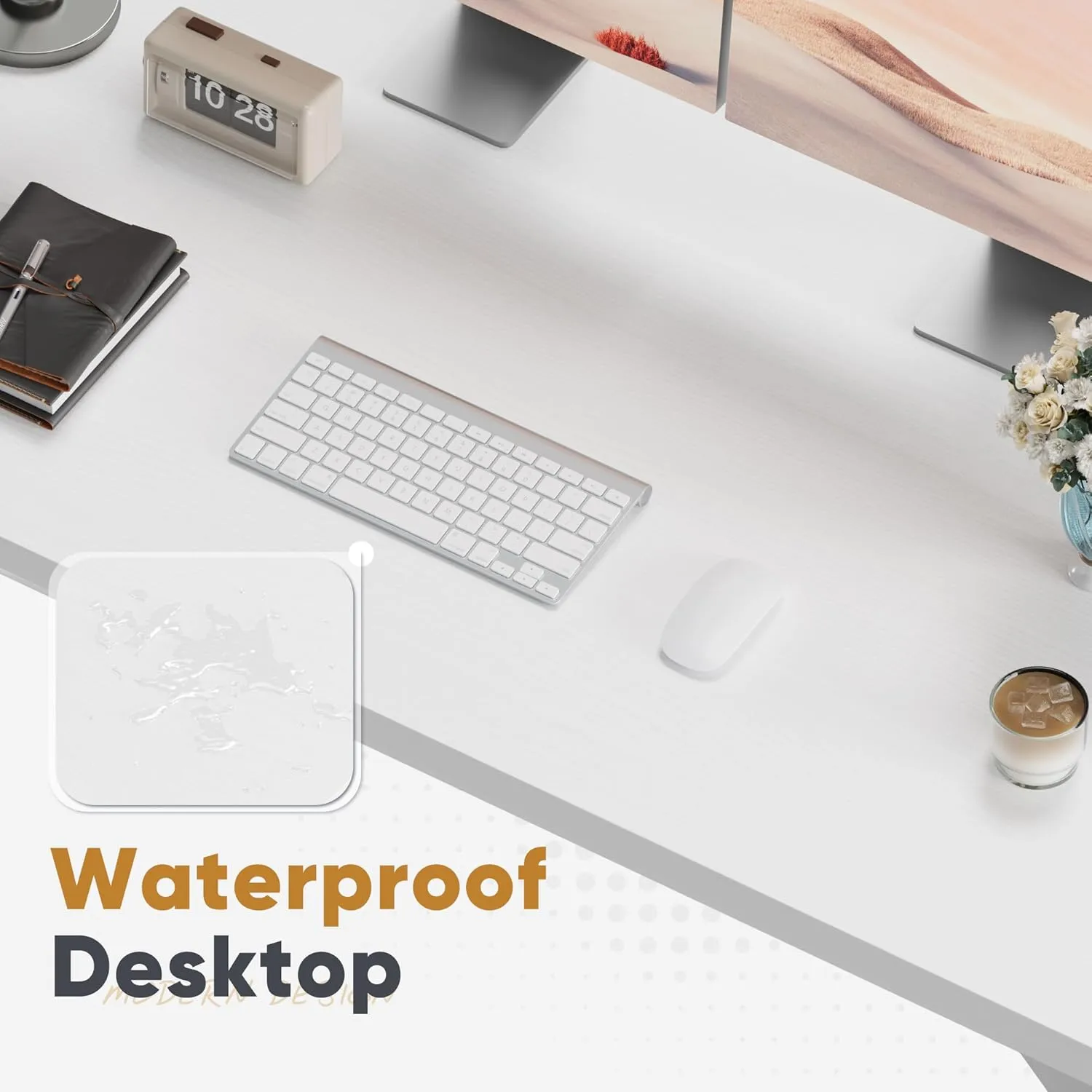 Shahoo Computer Desk, 48 Inch Office Writing Work Table, with Storage Bag and Hook, for Home, Study, White