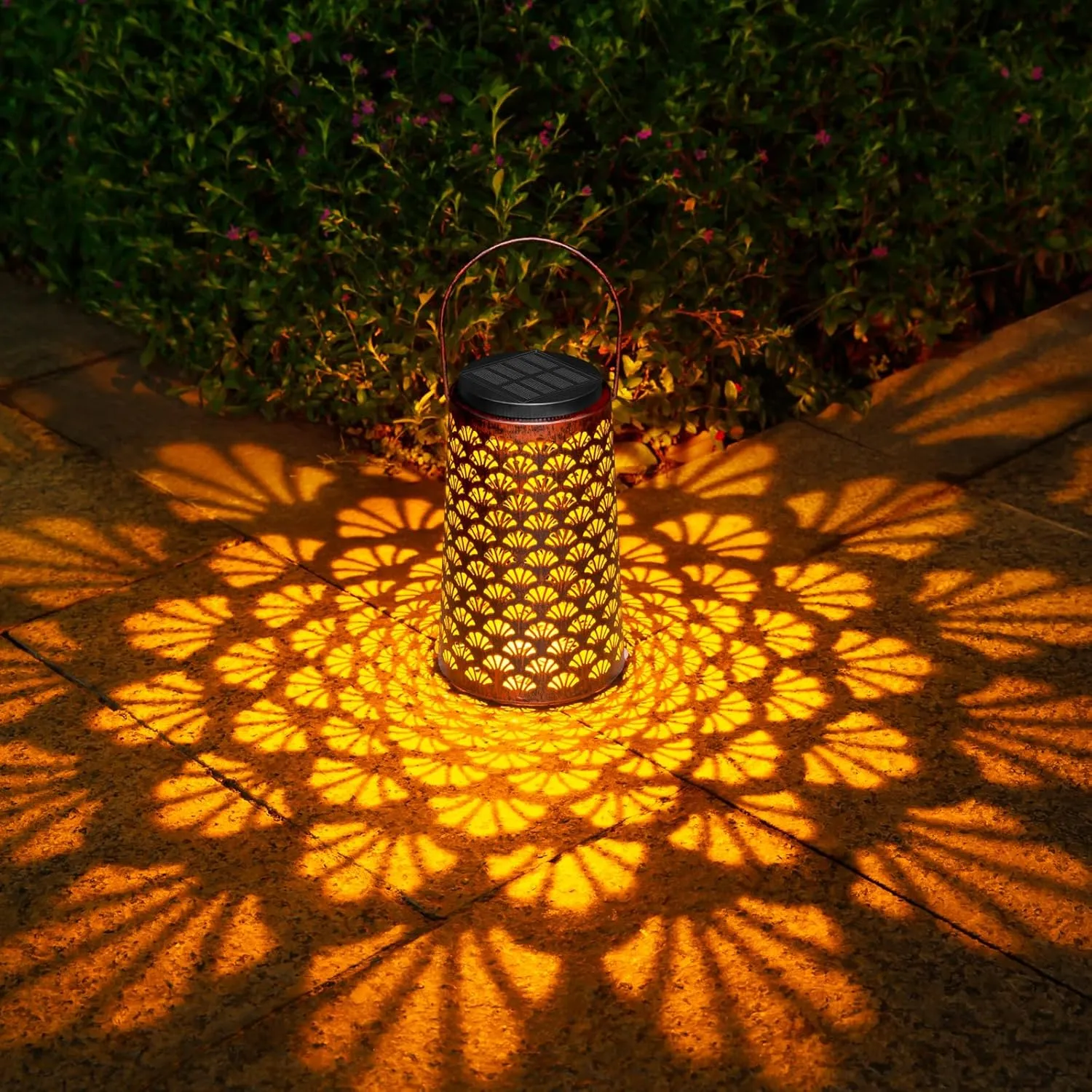 Shell Solar Lanterns Outdoor Waterproof Hanging Solar Lights ,Warm and Cool Light for Garden Porch Path Deck and Balcony Decoration, LED Lanterns as Gifts for Women and Children