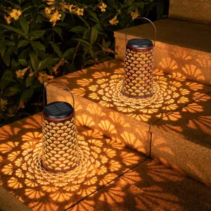 Shell Solar Lanterns Outdoor Waterproof Hanging Solar Lights ,Warm and Cool Light for Garden Porch Path Deck and Balcony Decoration, LED Lanterns as Gifts for Women and Children