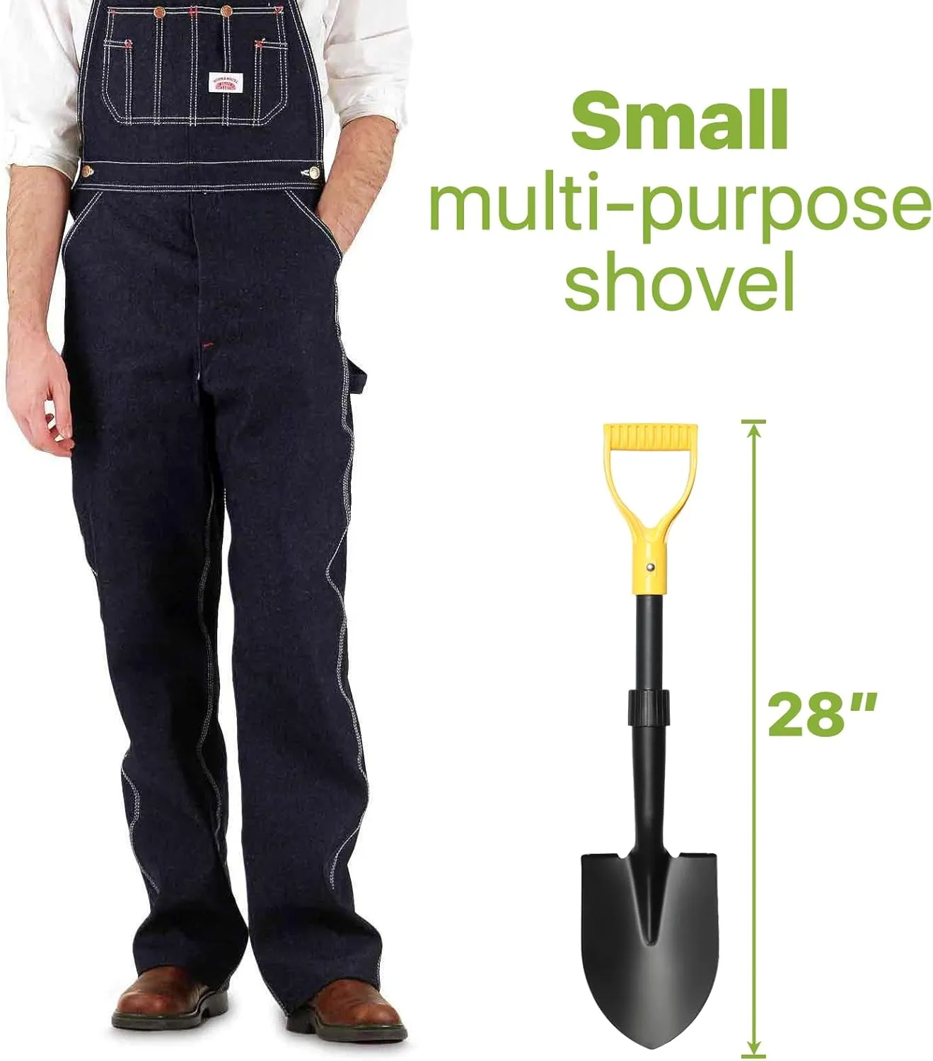 Shovels for Digging, 28" Small Shovels Heavy Duty with D Handle, Pointed Spade Shovel for Camping, Edging, Beach Sand, Metal Garden Shovel with Fiberglass Shaft, Portable Mini Shovel, Yellow Grip