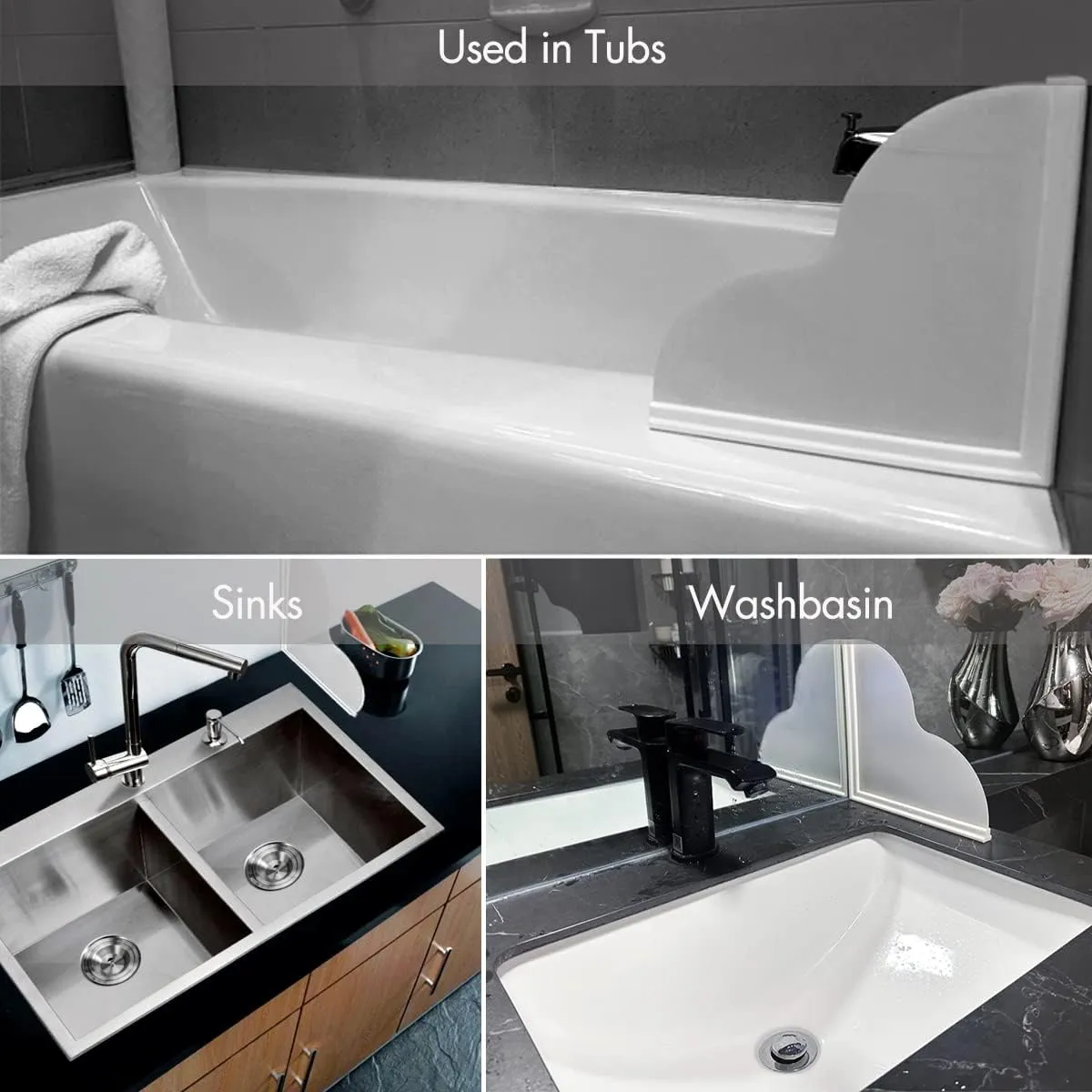 Shower Splash Guard Kit, Large Splash Guards for Bathtub Waterproof Self-Adhesive Shower Corner Guards to Keep Water in Shower or Bath, Pack of 2 (9.25 x 9.25 inches)
