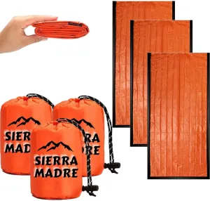 Sierra Madre Emergency Sleeping Bag - Thermal Waterproof and Lightweight for Camping, Hiking & Disaster Preparedness | for Outdoor Enthusiasts & Emergency Kits （3-Pack）