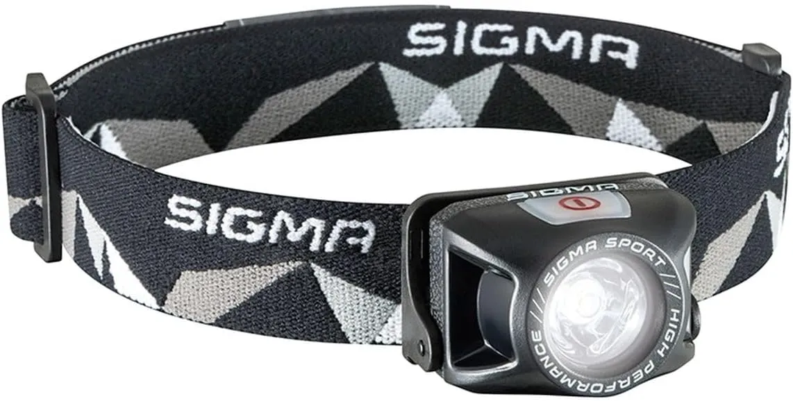 Sigma HEADLED II Multi Sport Head Light/Headlamp, Rechargeable, 120 Lumens, 35 m Beam Range, 400 m Visibility, Integrated Micro USB Recharge, 4 Modes, Washable Elastic Band, IP44 Splash Resistant