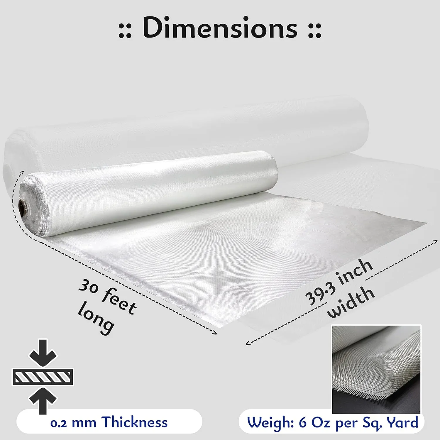 SIMOND STORE Fiberglass Cloth 6 Oz - 39.3 Inch x 30 Feet / 10 yd Long - E-Glass Plain Weave Fiber Glass - Woven Roving Fiberglass Cloth for Boat Auto RC Plane Surfboard Tub Pool Repair