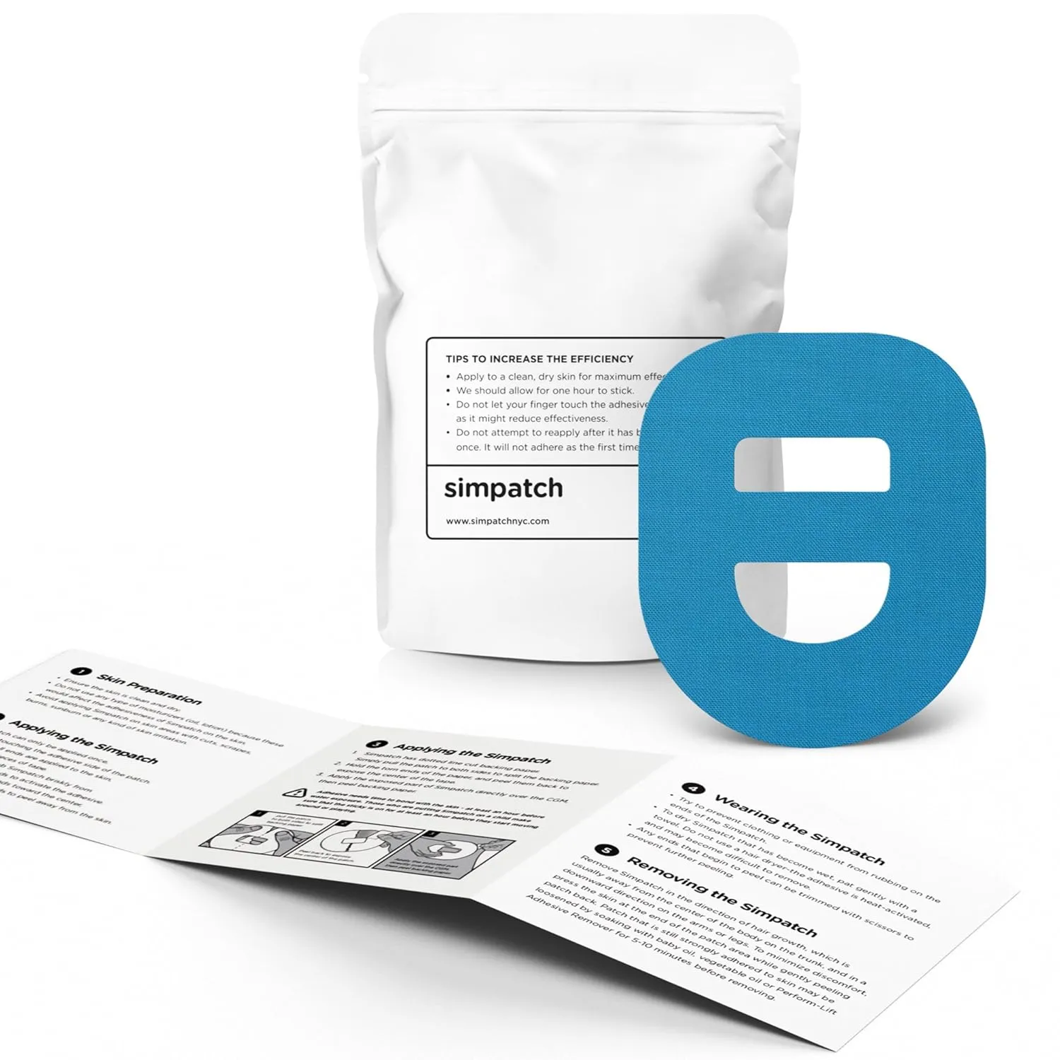 SIMPATCH – Omnipod Adhesive Patch with Strap (25-Pack) – Waterproof Adhesive, CGM Tape (Blue)