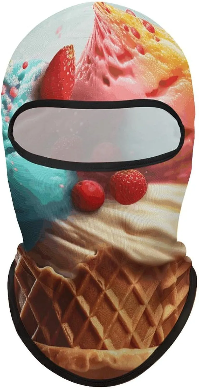 Ski Mask Cover Balaclava Full Face Mask Winter Face Cover Cartoon Ice Cream Cooling Neck Gaiter UV Protection for Men Women Outdoor Sports Motorcycle Riding