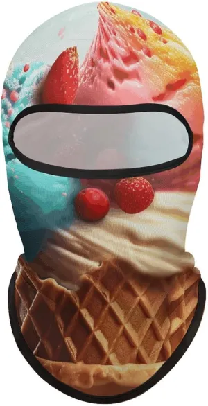 Ski Mask Cover Balaclava Full Face Mask Winter Face Cover Cartoon Ice Cream Cooling Neck Gaiter UV Protection for Men Women Outdoor Sports Motorcycle Riding
