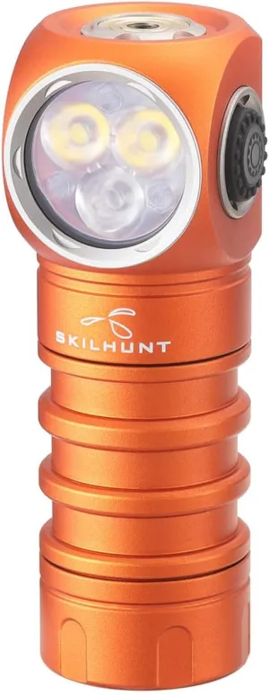 SKILHUNT H200 Mini Headlamp Flashlight,1100 lumens USB Magnetic Rechargeable LED Headlamp,Hands-Free Reliable Angle Ligh for Running Camping Hiking Caving (Orange, H200 Mini 5000K High CRI)