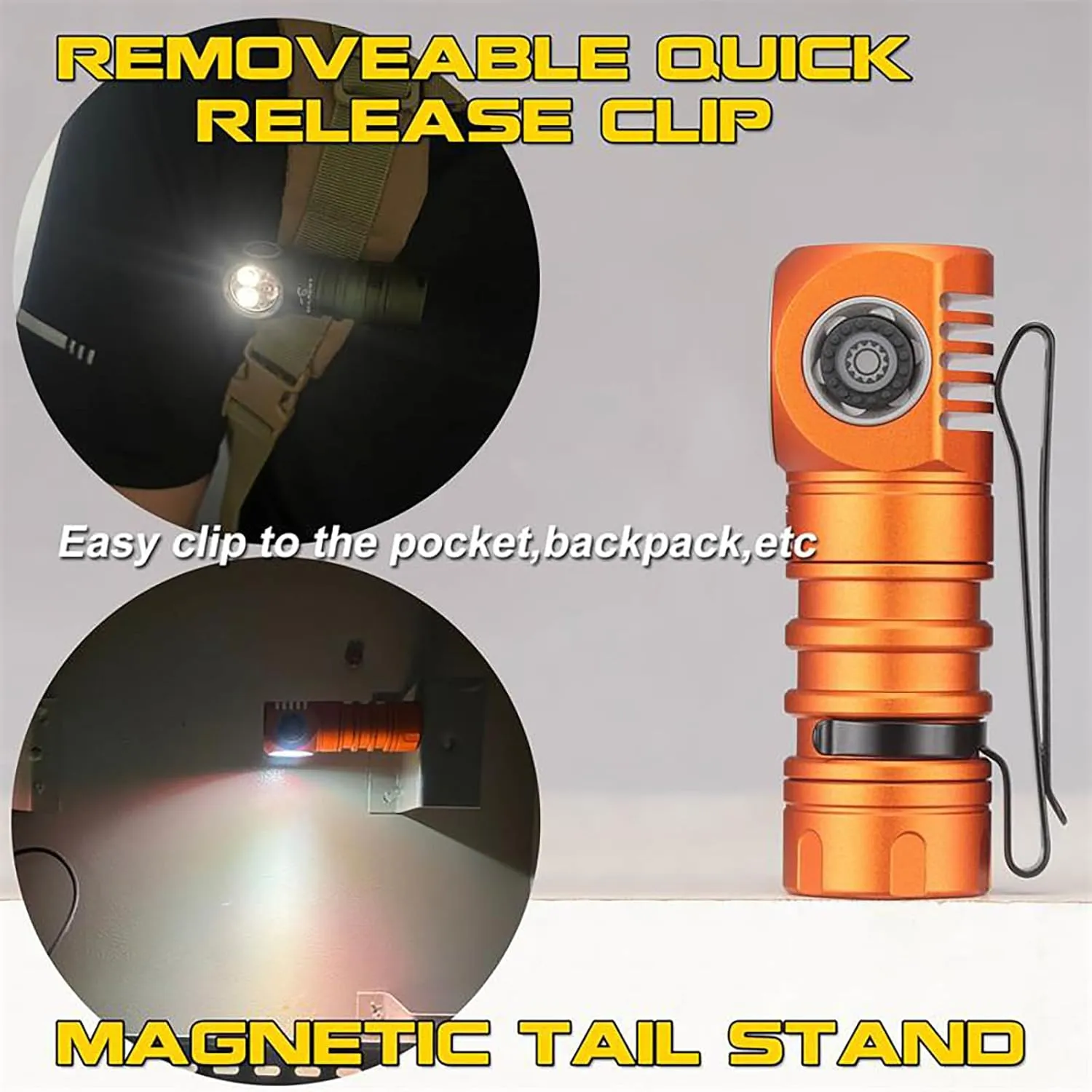 SKILHUNT H200 Mini Headlamp Flashlight,1100 lumens USB Magnetic Rechargeable LED Headlamp,Hands-Free Reliable Angle Ligh for Running Camping Hiking Caving (Orange, H200 Mini 5000K High CRI)