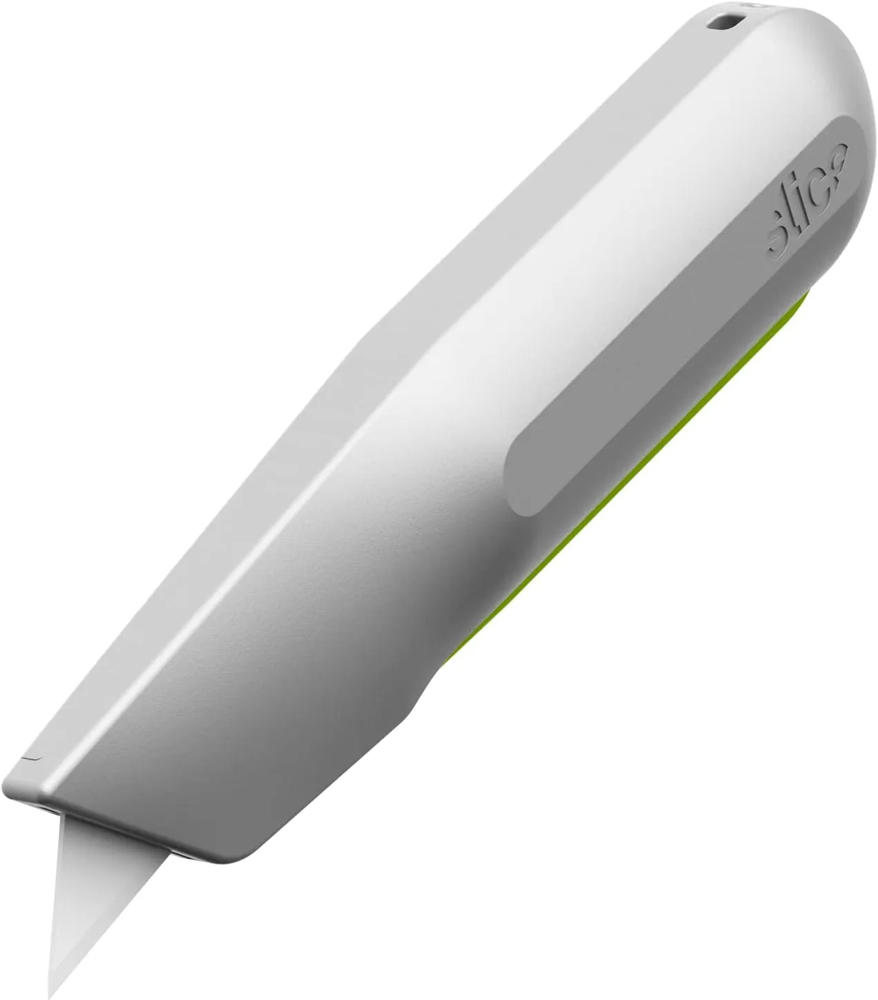 Slice 10493, Squeeze Knife Box Cutter, Ceramic Blade, Finger Friendly, Lasts 11x as Long, Safety Lock Switch, Metal Handle, Auto-Retractable