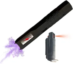 Slim Stun Gun and Pepper Spray Combo for Women Rechargeable Self Defense Tool with Pocket Design Safety Kit and Clip-On Pepper Spray Keychain
