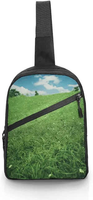 Sling Bag Crossbody Backpack,Green Lawn Print Chest Bag,Crossbody Bags Fanny Pack Chest Bag