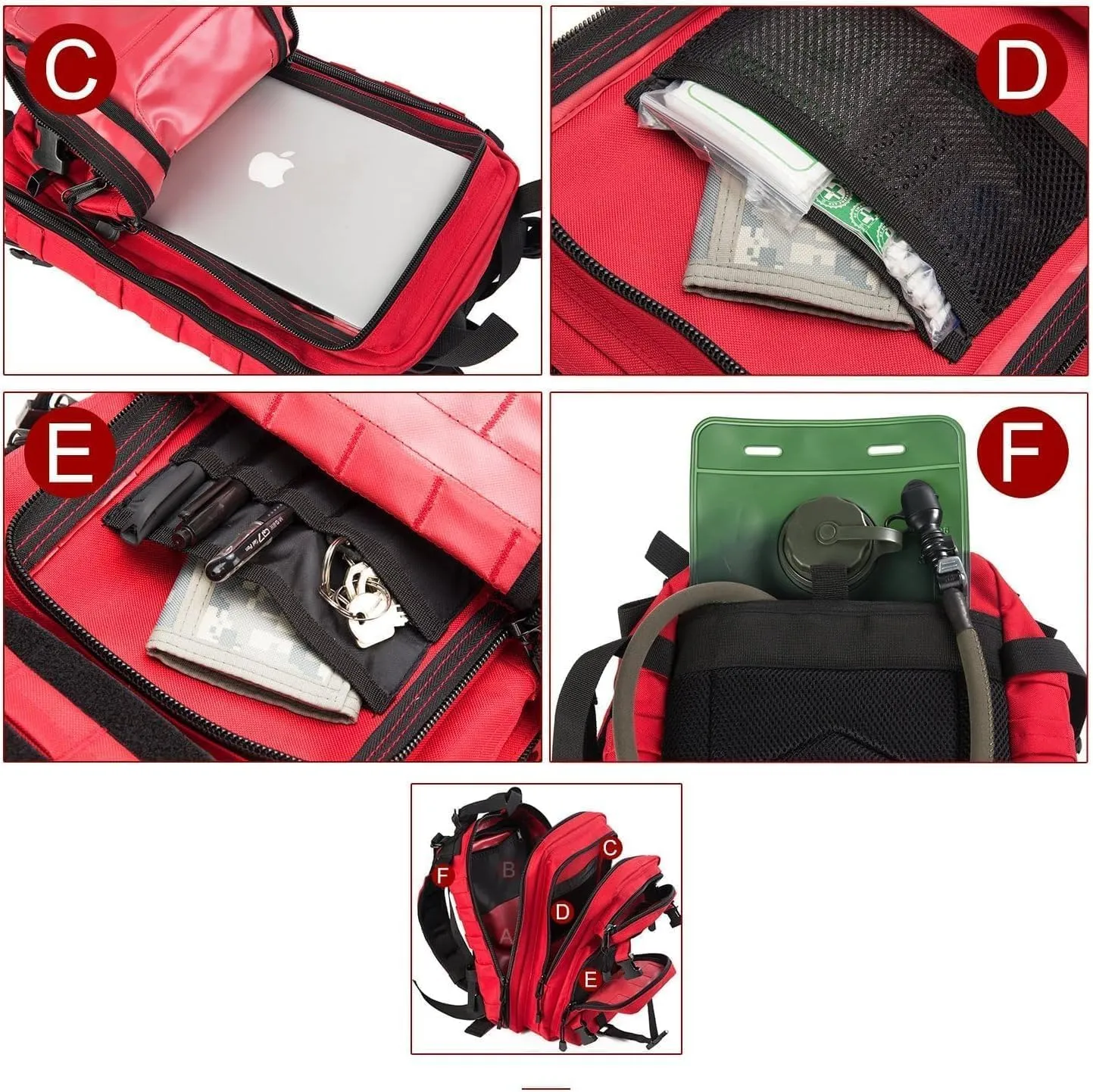Small Military Tactical Backpack 30L Assault Backpack Tactical Bag for Outdoor,Hiking, Camping Travel (RED)
