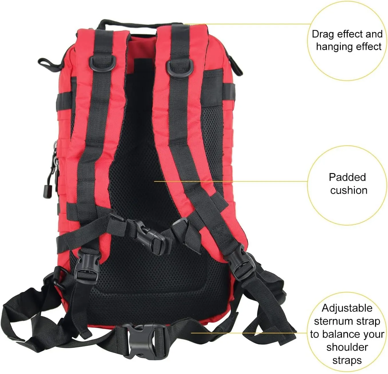 Small Military Tactical Backpack 30L Assault Backpack Tactical Bag for Outdoor,Hiking, Camping Travel (RED)