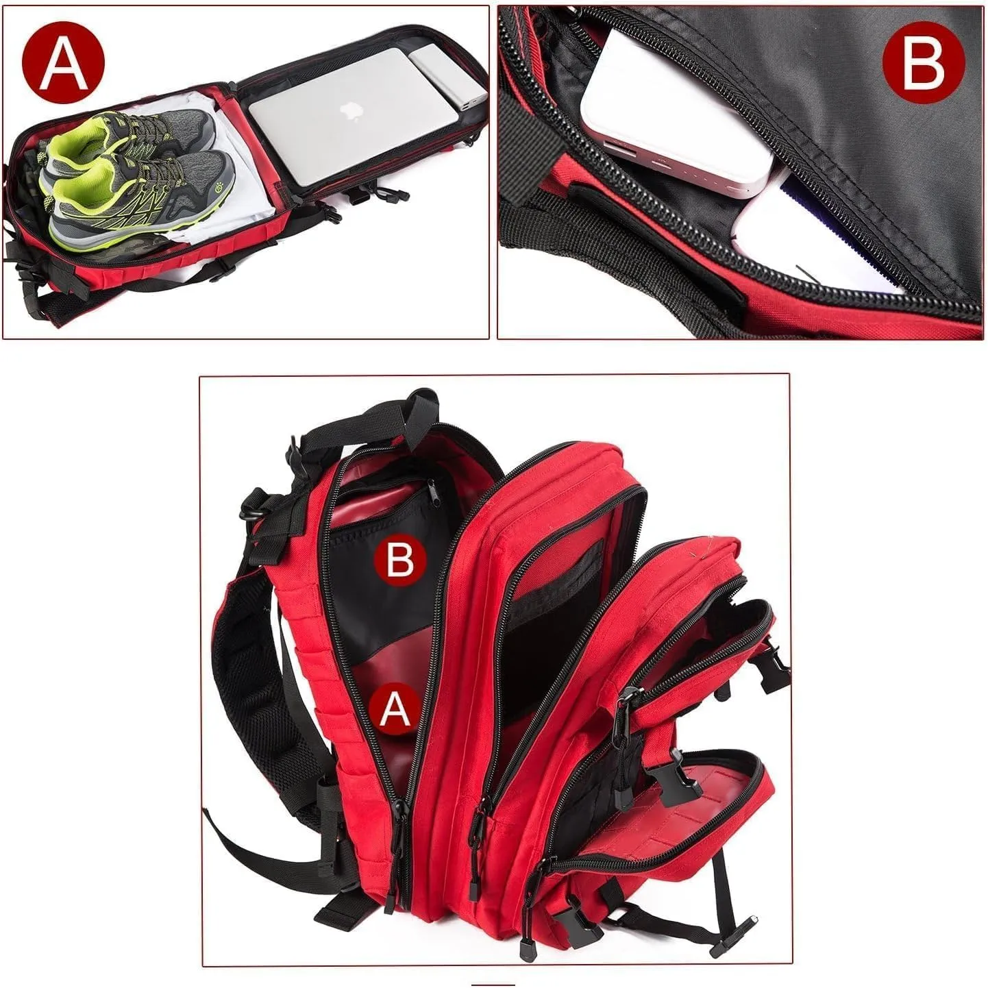 Small Military Tactical Backpack 30L Assault Backpack Tactical Bag for Outdoor,Hiking, Camping Travel (RED)