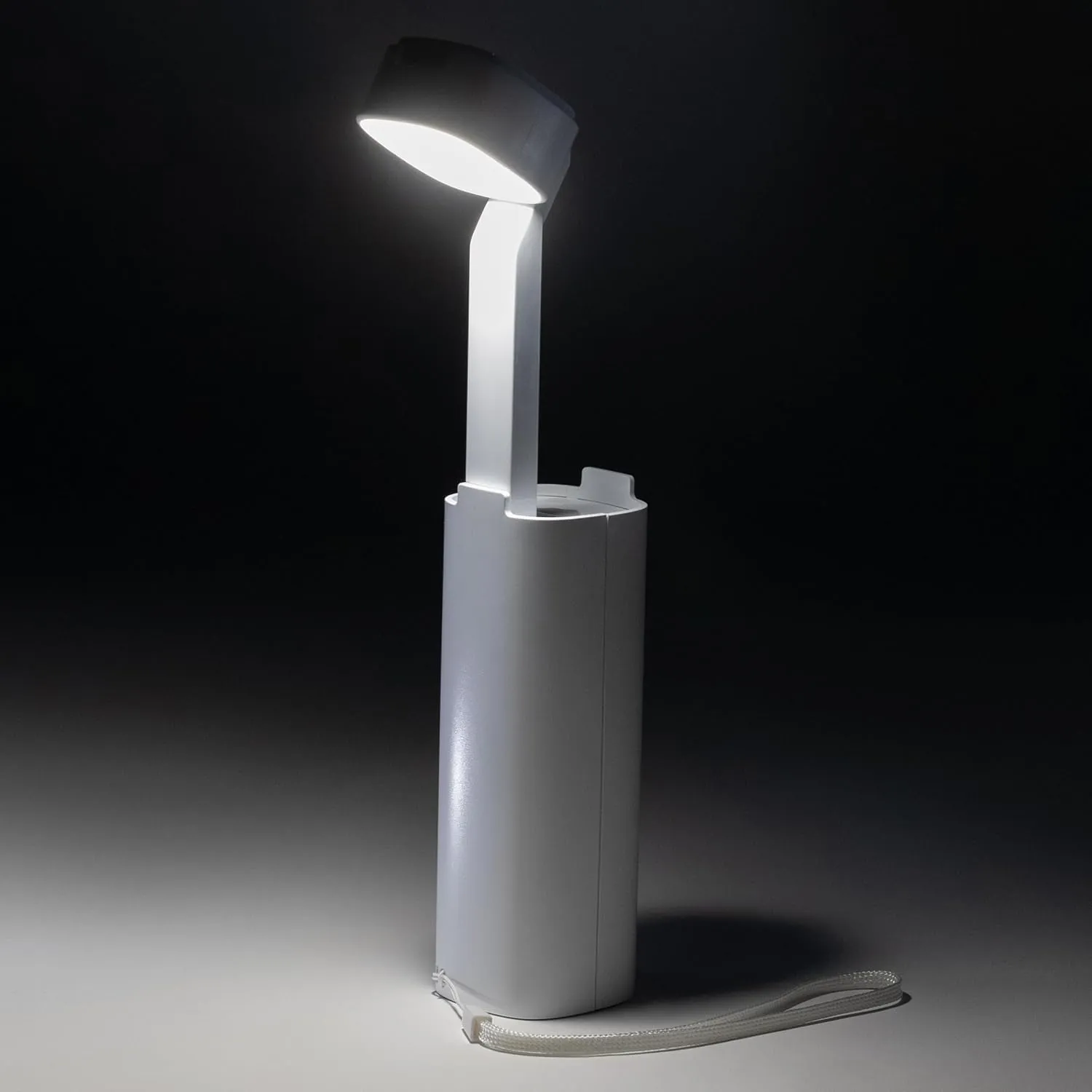 Small Rechargeable Lamp, Bright LED Flashlight Battery Powered, Cute Cordless Desk Lamp with Power Bank, Portable Camping Light with Phone Holder, Emergency Indoor Outdoor Light, White