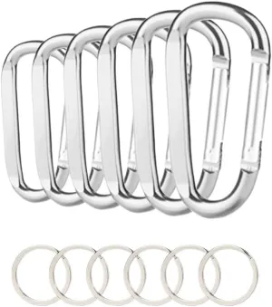 Snap Hook Aluminum D Shape Keychain Spring Hook for Camping Harness Hiking Carabiner