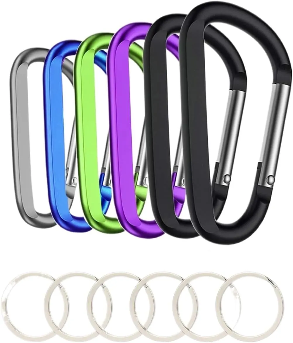 Snap Hook Aluminum D Shape Keychain Spring Hook for Camping Harness Hiking Carabiner