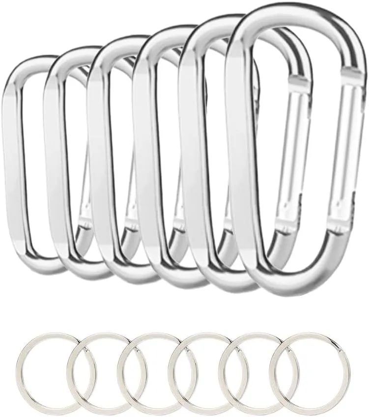 Snap Hook Aluminum D Shape Keychain Spring Hook for Camping Harness Hiking Carabiner