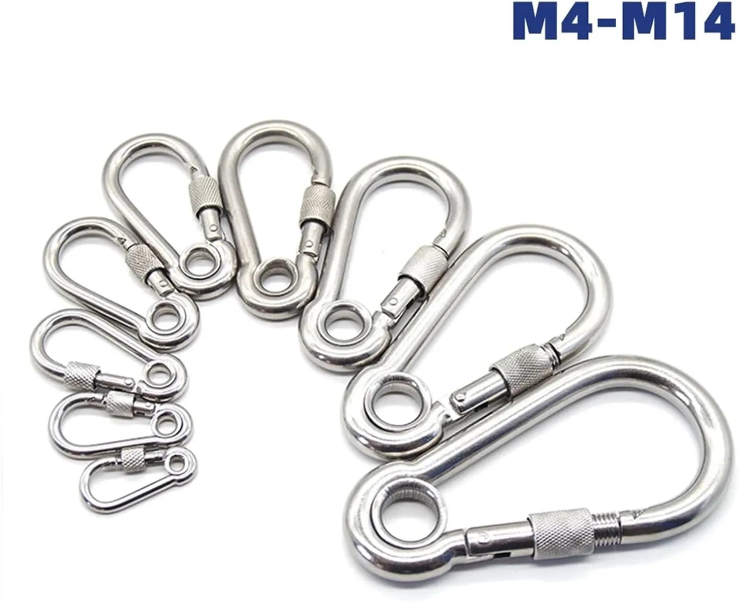 Snap Hooks 304 Stainless Steel Screw Lock Climbing Gear Carabiner Quick Links Snap Hook Chain Connecting Ring Carabiner Chain Buckle