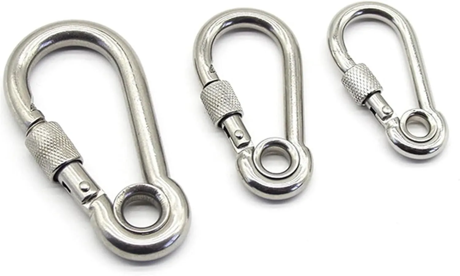 Snap Hooks 304 Stainless Steel Screw Lock Climbing Gear Carabiner Quick Links Snap Hook Chain Connecting Ring Carabiner Chain Buckle