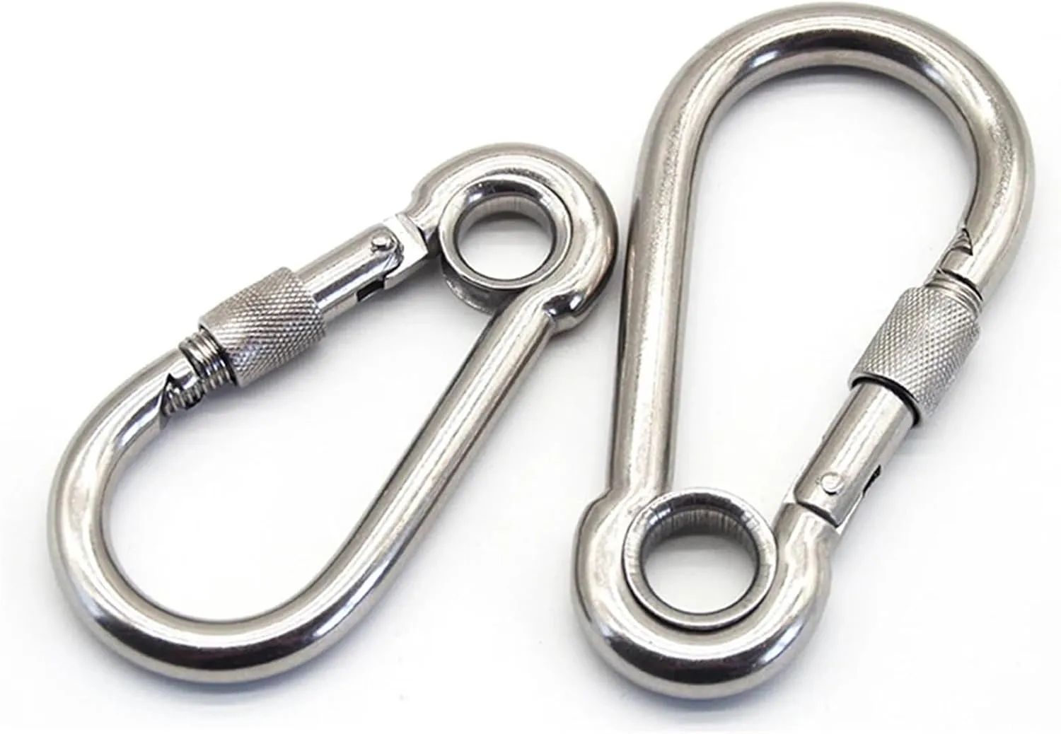 Snap Hooks 304 Stainless Steel Screw Lock Climbing Gear Carabiner Quick Links Snap Hook Chain Connecting Ring Carabiner Chain Buckle