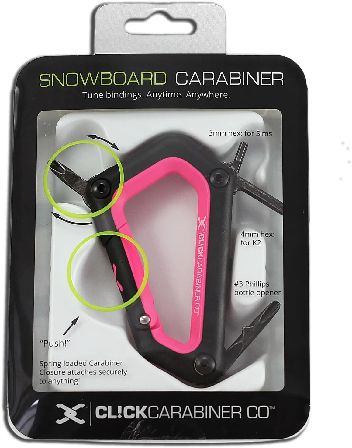 Snowboard Carabiner Tool (Neon Pink)