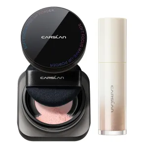 Soft Focus Makeup Powder Waterproof Oil Control Setting Powder 04Pink and 3D Liquid Highlighter 02, Face Cosmetics Kit, 2Pcs